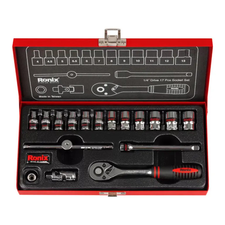 مجموعه بکس 17 عددی 1/4 اینچ رونیکس مدل RH-۲۶۱۷