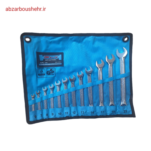 ست آچار ۱۲ عددی یکسر رینگ یک سر تخت هندی جی کی مدل ۳۱۱۳