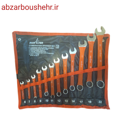 ست آچار۱۲ پارچه یک سر تخت یک سر رینگی هانتر