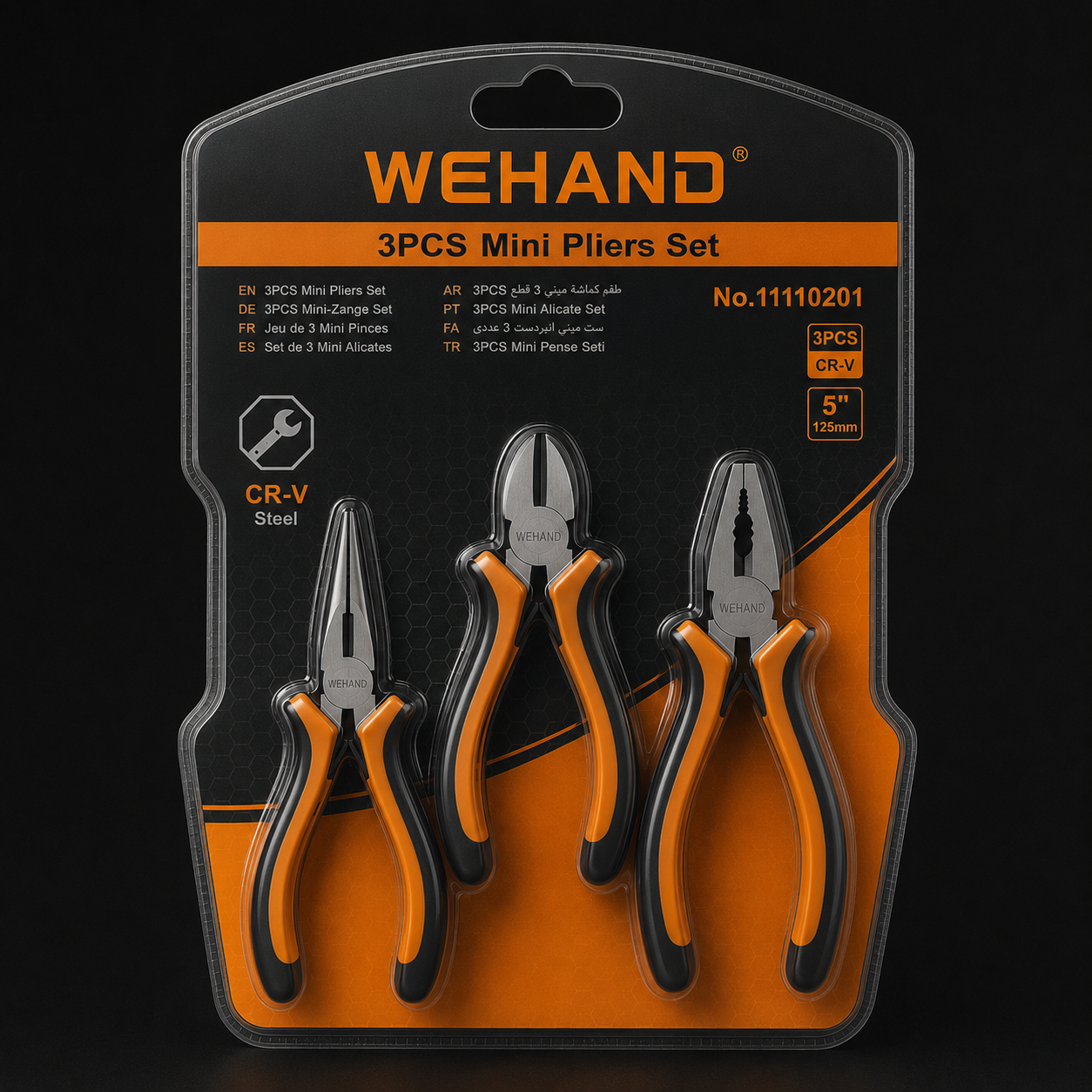 ست انبردست سیم چین دم باریک مخابراتی وی هند مدل ۱۱۱۱۰۲۰۱
